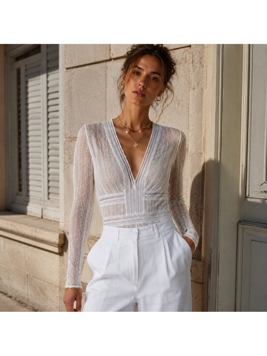 Hello Molly Tops - NWT Hello Molly Duckworth White Bodysuit - Medium